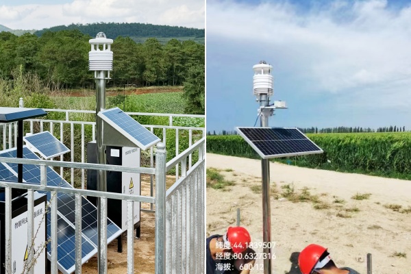 高标准农田超声波气象站现场安装图1