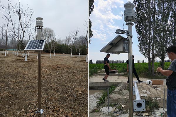 高标准农田超声波气象站现场安装3